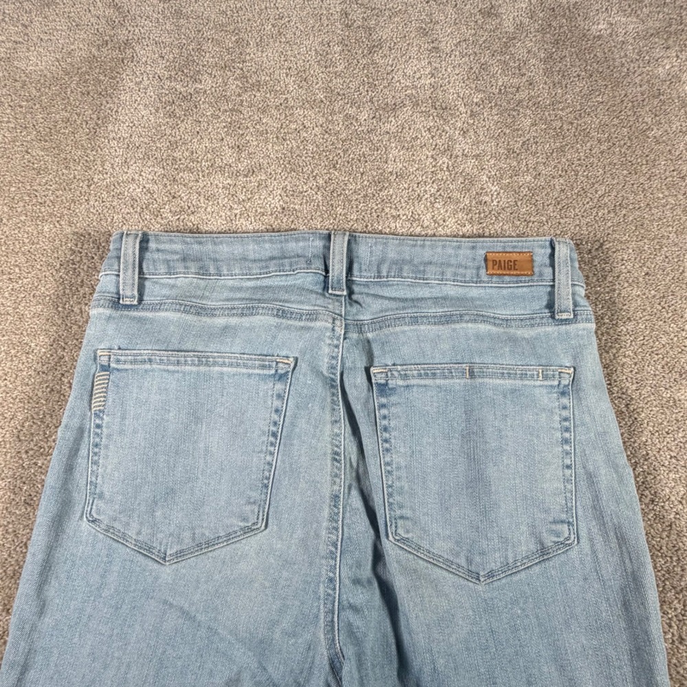 Paige Rory Crop Flare Jeans Women Size 30 Light Wash Distressed Raw Hem READ - Picture 5 of 11